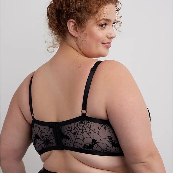 ❤️NWT VINTAGE TORRID BRA SPIDERWEB BATS PRINT UNDERWIRE BRALETTE - HALLOWEEN 4X - Picture 2 of 10
